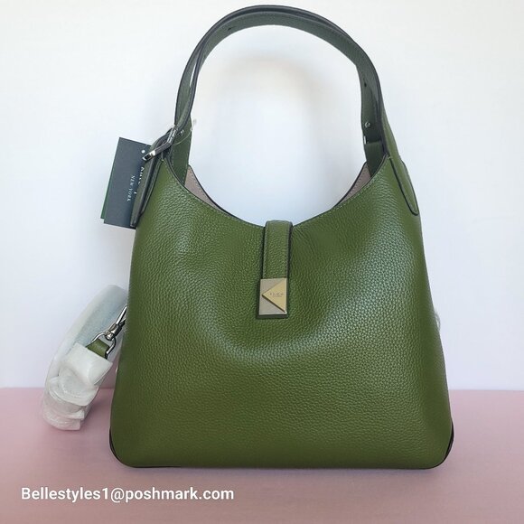KATE SPADE Deco MEDIUM Pebbled Leather Crossbody Tote Bag- Jungle Vine⭐ - Picture 2 of 16